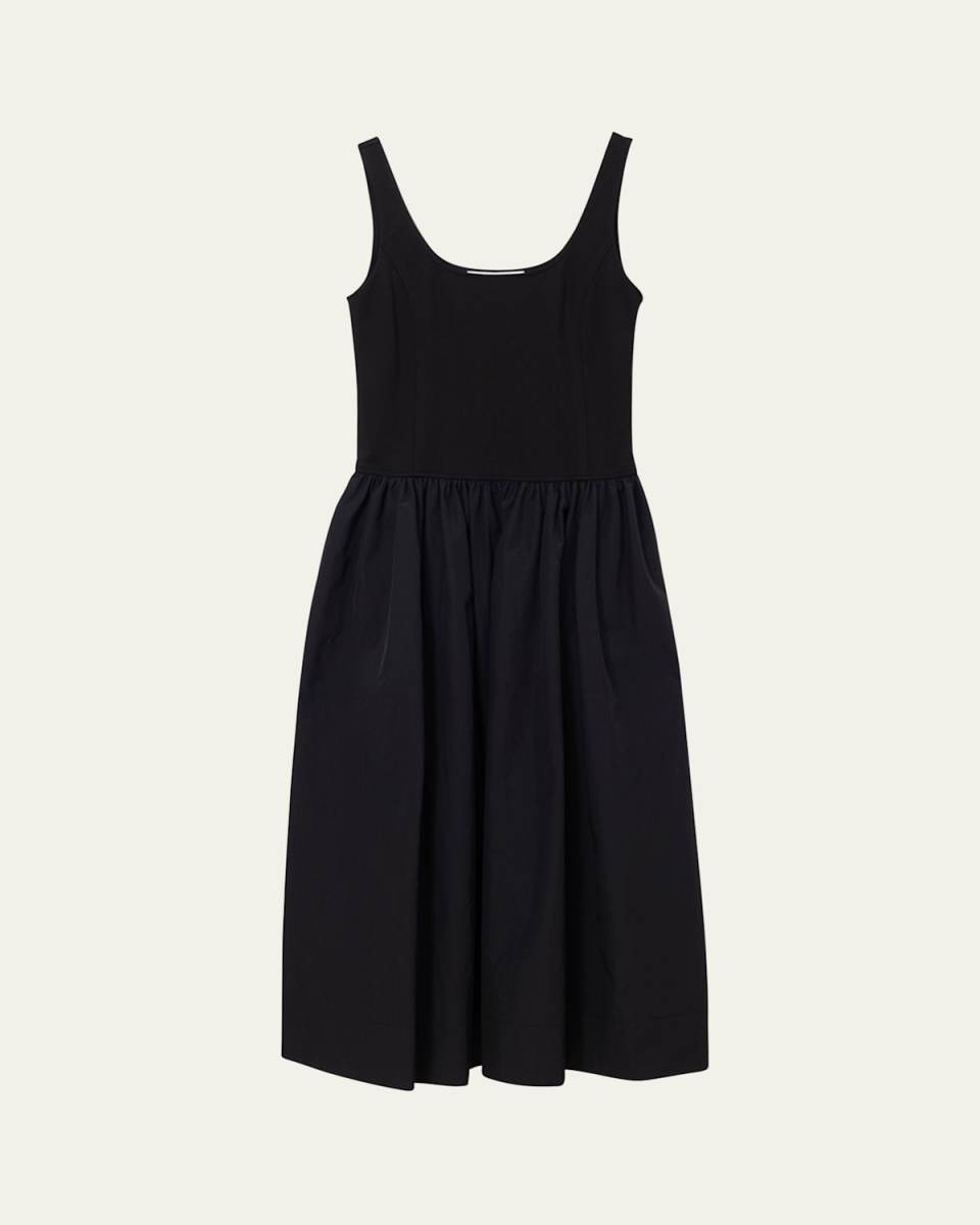 Jersey Mixed Midi Dress